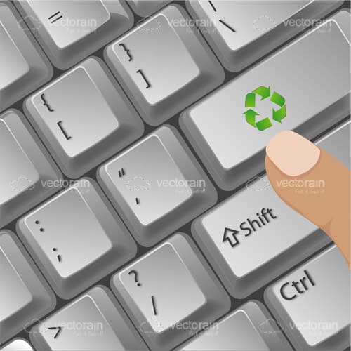 Computer Keyboard with Recycle Symbol Key